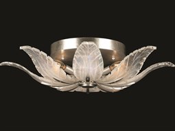 Plume Silver 4-light 28'' Wide Crystal Flush Mount Light with Opaline Glass