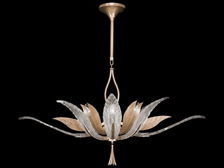 Fine Art Handcrafted Lighting Plume 8-Light Gold Crystal Glass Bowl Island Pendant