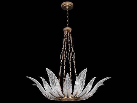 Fine Art Handcrafted Lighting Plume 8-Light Gold Crystal Glass Bowl Pendant