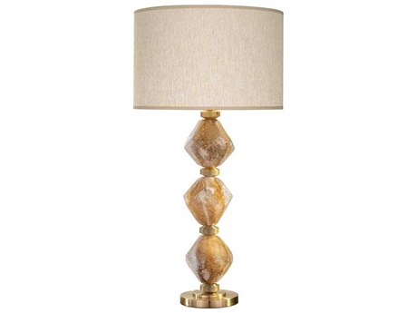 Fine Art Handcrafted Lighting Natural Inspirations Amber Agate Brass Orange LED Buffet Lamp
