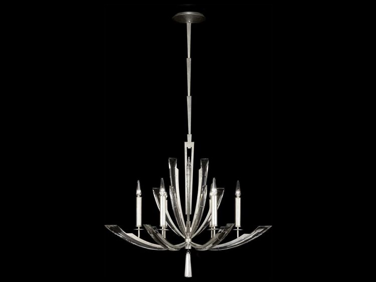 Fine Art Handcrafted Lighting Vol De Cristal 6-Light Silver Crystal Candelabra Chandelier