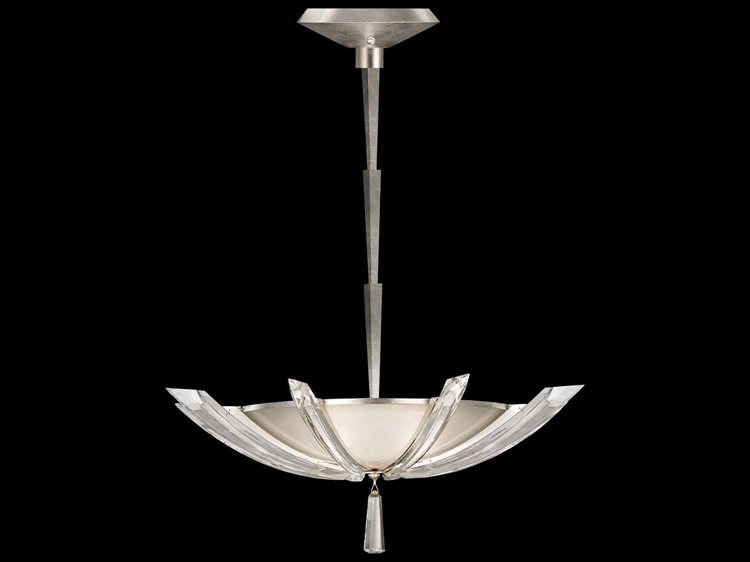 Fine Art Handcrafted Lighting Vol De Cristal 3-Light Silver Crystal Bowl Pendant