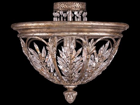 Fine Art Handcrafted Lighting Winter Palace Silver Crystal Bowl Semi Flush Mount