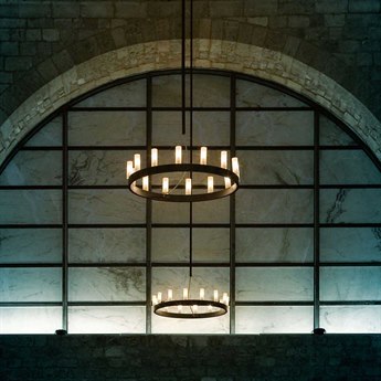 Fontana Arte Accent 14-Light Black Glass Candelabra Round Chandelier
