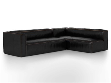 Four Hands Carnegie Nolita 2 - Piece Black Leather Sectional Sofa