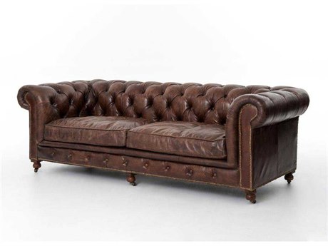 Four Hands Carnegie Conrad Brown Leather Sofa
