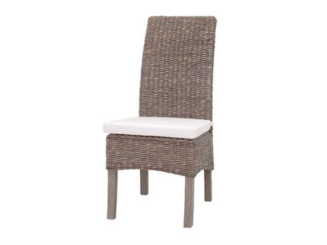 Four Hands Grass Roots Mahogany Wood Gray Upholstered Side Dining Chair