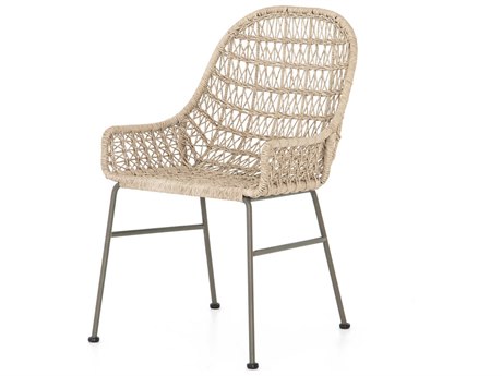 Four Hands Grass Roots Bandera Wicker White Arm Dining Chair