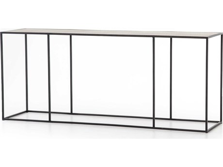 Four Hands Hughes Phillip Rectangular Metal Dark Antique Bronze Bright Brass Clad Console Table