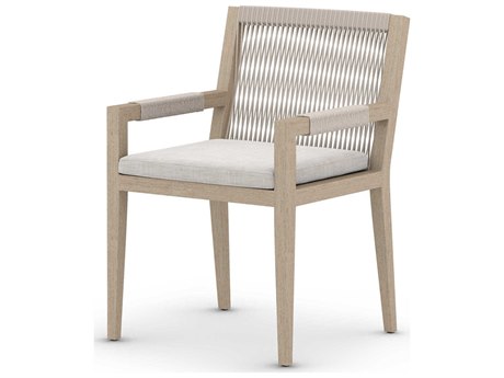 Four Hands Solano Sherwood Dining Armchair-Brown/Stone Gry