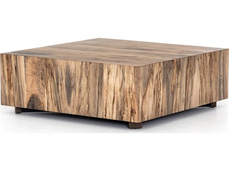 Luxecor Globetrotter Hudson Square Wood Spalted Primavera Oxidized Iron Coffee Table