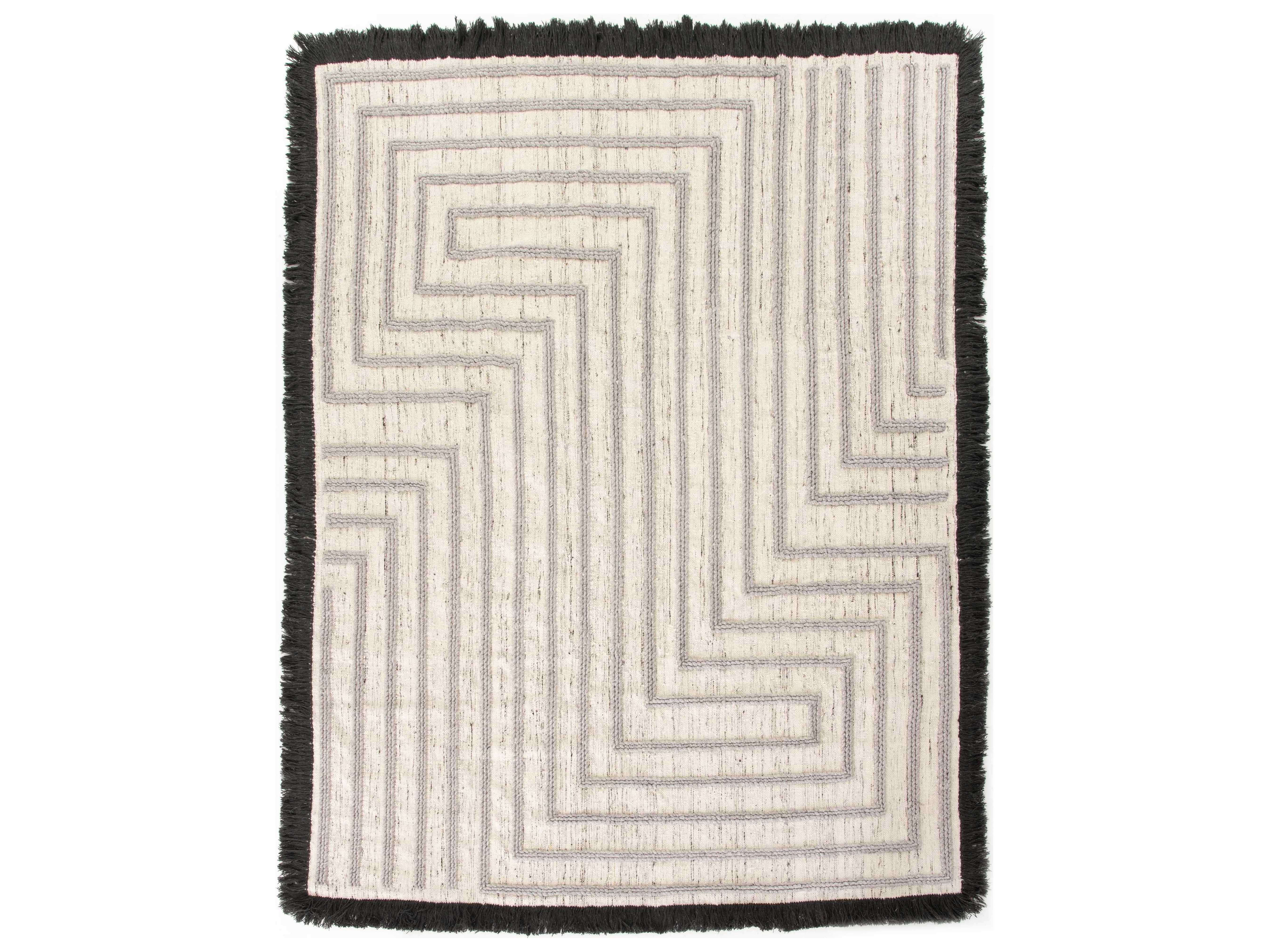 Four Hands Willow Dax Maze Heather Grey / Black Rectangular Area Rug FSIWIL390