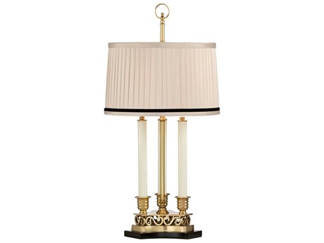 Frederick Cooper Antique Brass Two, Antique Double Light Table Lamp White