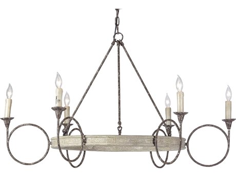 Gabby Bailey 6-Light White Washed Wood With Rust Brown Candelabra Chandelier