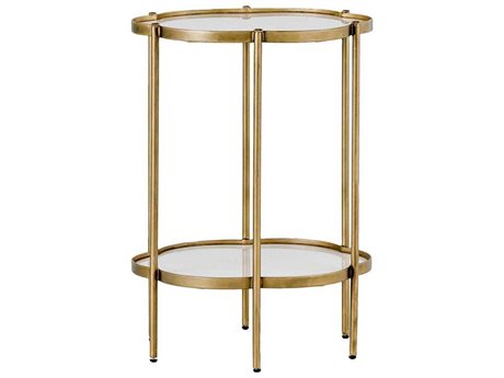 Gabby Clementine White Seagrass & Brushed Brass End Table