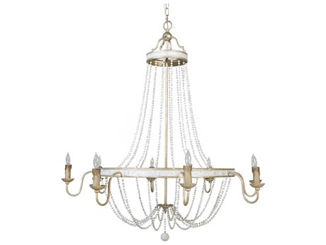 Gabby Corinna 8-Light Champagne Silver With Antique White Candelabra Empire Chandelier