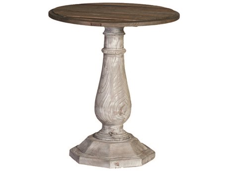 Gabby Hayden Round Wood Mist White Untouched Elm End Table
