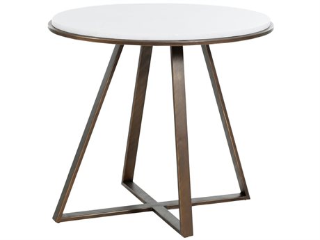 Gabby Rylan Oval Marble Brushed Copper End Table