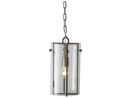 Gabby Sharon 1-Light Antique Brass & Clear Glass Cylinder Mini Pendant