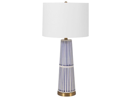 Gabby Sophie Navy and White with Antique Brass And With Linen Blue Buffet Lamp