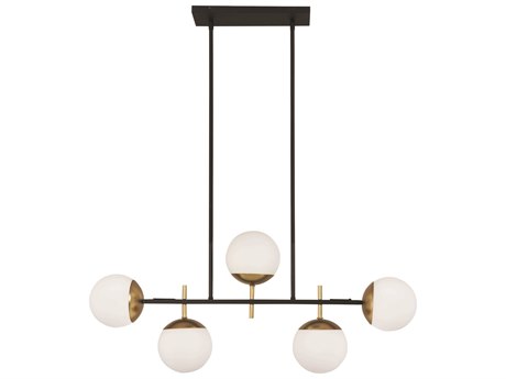 George Kovacs Alluria 6-Light Weathered Black Autumn Gold Glass Globe Island Pendant