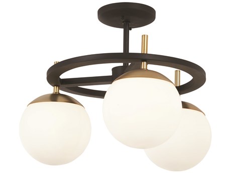 George Kovacs Alluria 3-Light Weathered Black Autumn Gold Glass Globe Semi Flush Mount