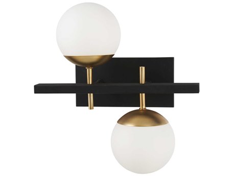 George Kovacs Alluria 3-Light Weathered Black Autumn Gold Glass Wall Sconce
