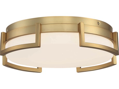 George Kovacs Bezel Set 1-Light Honey Gold Glass LED Drum Flush Mount