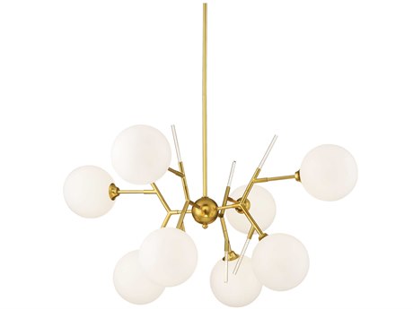 George Kovacs Polares 8-Light Honey Gold Glass Globe Geometric Chandelier