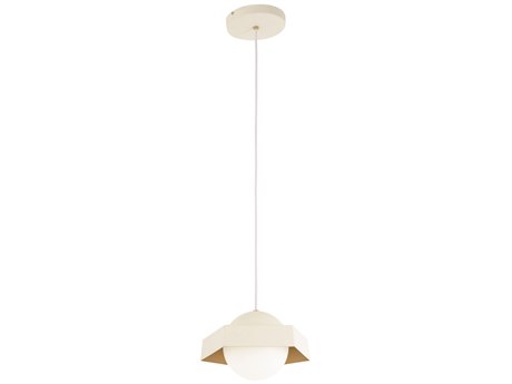 George Kovacs Five-o 1-Light Textured White Gold Leaf Glass LED Geometric Mini Pendant