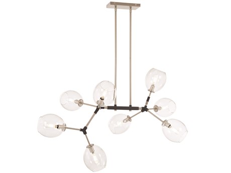 George Kovacs Nexpo 8-Light Brushed Nickel Black Accents Glass Globe Island Pendant
