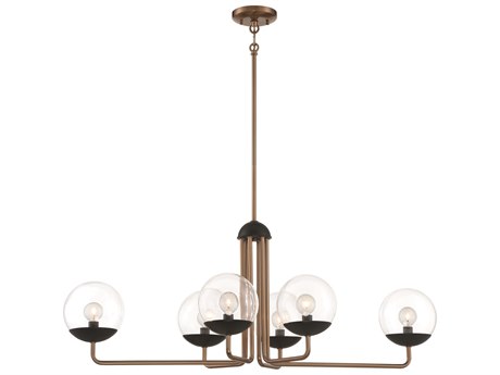 George Kovacs Outer Limits 6-Light Painted Bronze Natural Brush Glass Globe Island Pendant