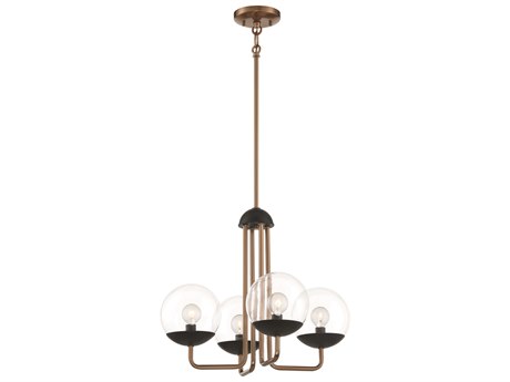 George Kovacs Outer Limits 4-Light Painted Bronze Natural Brush Glass Globe Chandelier