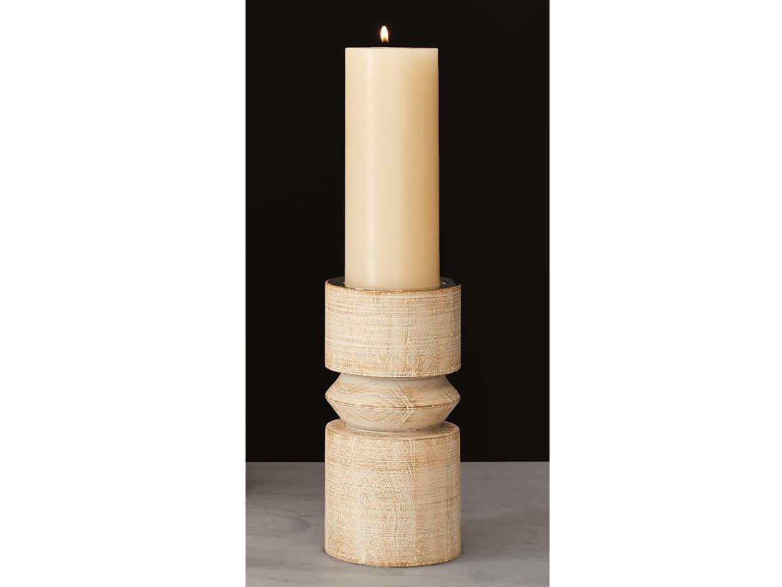 Global Views Totem White Washed Small Candle Holder GV991999   Global Views Candle Holders Gv991999 Zm 