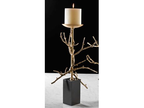 Global Views Twig Brass Small Candle Holder