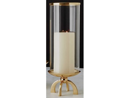 Global Views Quad Base Small Brass Candle Holder