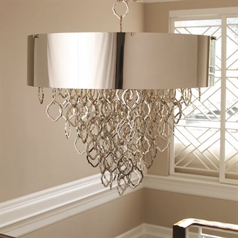 Global Views Chain 6-Light Nickel Drum Pendant