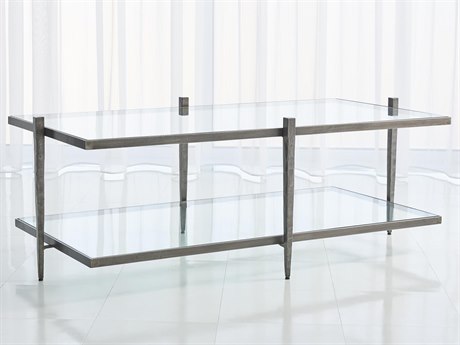 Global Views Rectangular Glass Natural Iron Coffee Table
