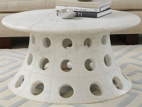 Global Views Round Marble Coffee Table