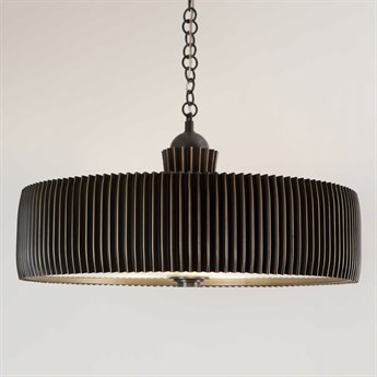 Global Views Crimp 3-Light Bronze Glass Drum Pendant