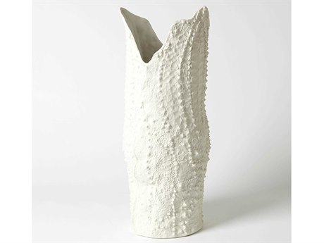 Global Views Crocodile Matte White Large Vase