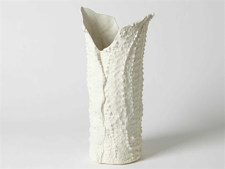 Global Views Crocodile Matte White Medium Vase