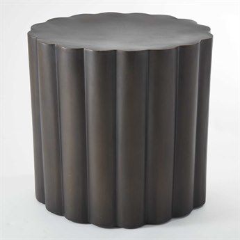 Global Views Round Metal Antique Bronze End Table