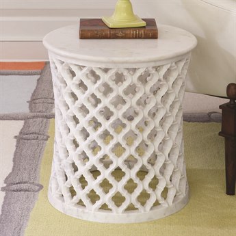Global Views Round Marble End Table