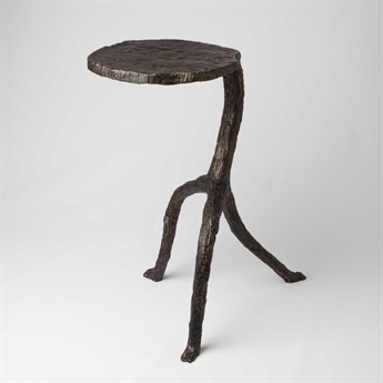 Global Views Round Metal Antique Bronze End Table