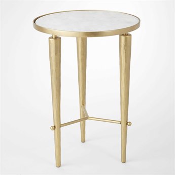 Global Views Round Marble Brass End Table