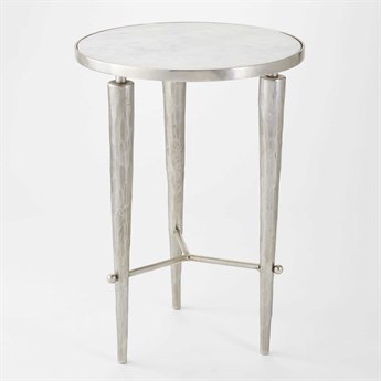 Global Views Round Marble Nickel End Table