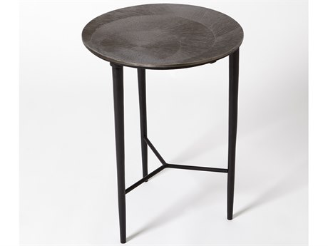 Global Views Round Metal Black Nickel End Table