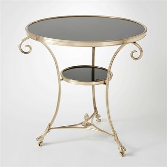 Global Views Round Granite Brass End Table