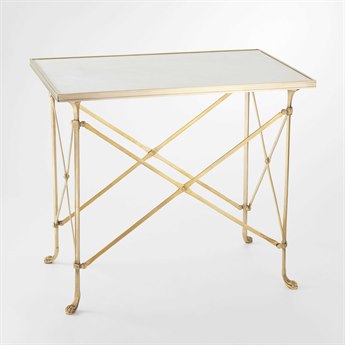 Global Views Rectangular Marble Brass End Table